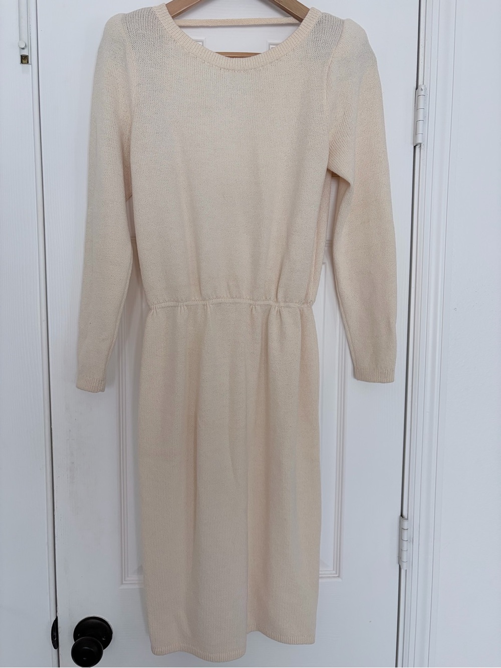 St. John Vintage Cream Knit Midi Dress, Made in the USA